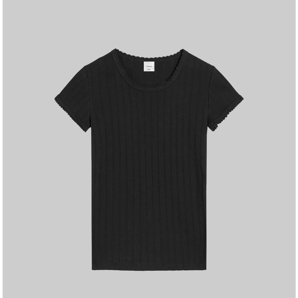 LESET Black Pointelle Tee - Picture 2 of 6